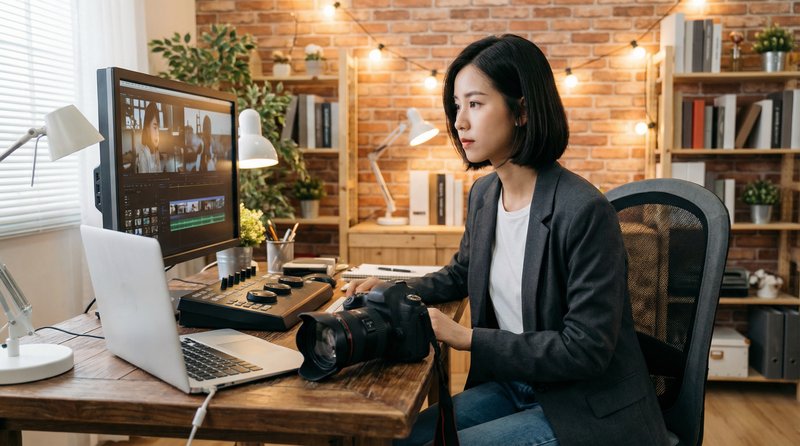 高清视频幕后视频：视频剪辑工作室日常